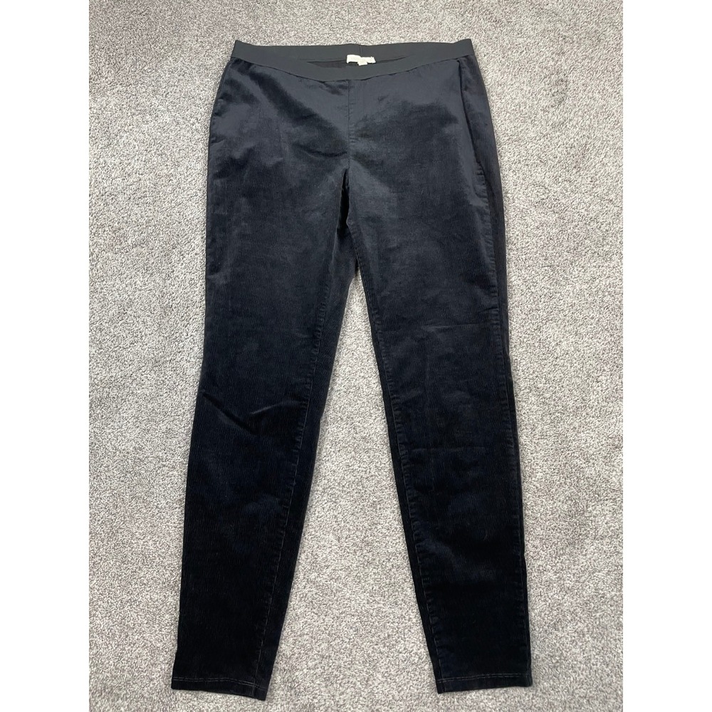 Eileen Fisher‎ Pants Womens Medium Black Pull On Corduroy Organic Cotton Comfort